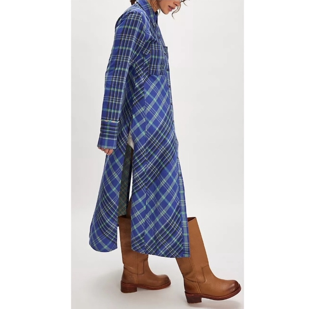 Free People We The Free Ruth Long Plaid Button Up Layering Shirt Jacket Maxi Top